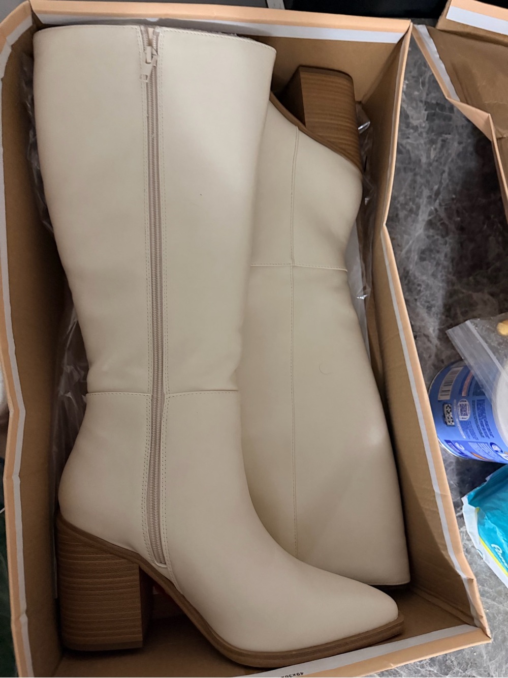Soda Cream Knee-High Block Heel Boots
